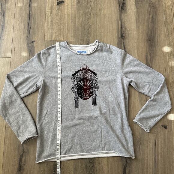 Vintage Hong-Kong Goods Of Desire Gray Sweatshirt Womens Large Y2K Rolled Hem - Picture 2 of 5